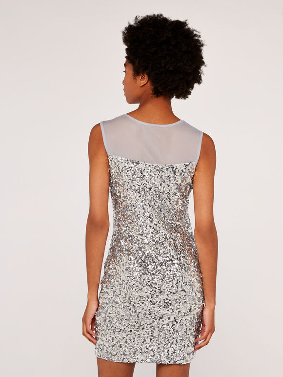 Sweetheart Sequin Dress, Light Grey / Silver, large