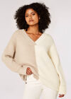 Two Tone Colour Block Jumper, Cream, large