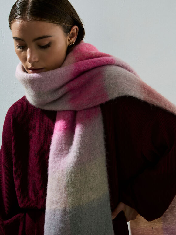 Pastel Check Colour Block Scarf, Assorted, large