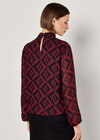 Geo Diamond Chiffon Blouse, Burgundy, large