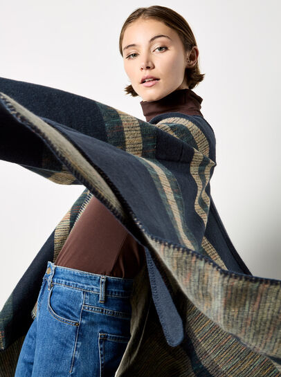 Bold Stripe Blanket Cape
