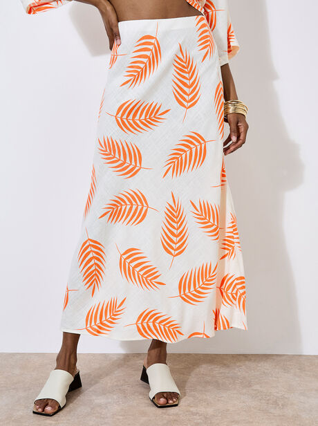 Tropical Leaf Bias Maxi Skirt