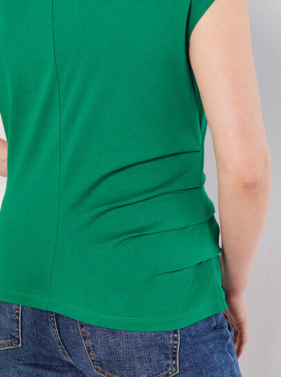 Side Pleat Cotton T-Shirt