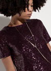 Sequin Embellished T-Shirt, Burgundy, large