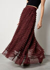 Ruffle Tiered Tulle Maxi Skirt, Burgundy, large
