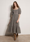 Cotton Gingham Milkmaid Midaxi Dress, Green, large