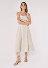 Panel Linen Midi Dress, Cream, large