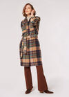 Checked Oversized Shirt Coat, Brown, large