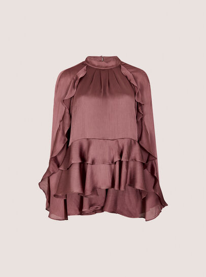 Ruffle Crinkle Satin Top