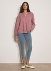 Floral Embroidered Cotton Blouse, Pink, large