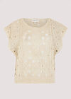 Batwing Crochet Top, Stone, large
