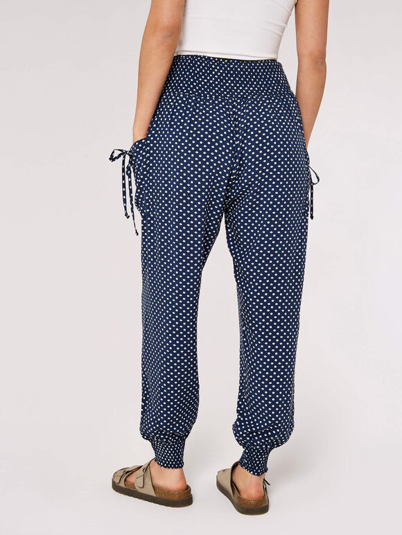 Diamond Print Smocked Jogger, Navy, large