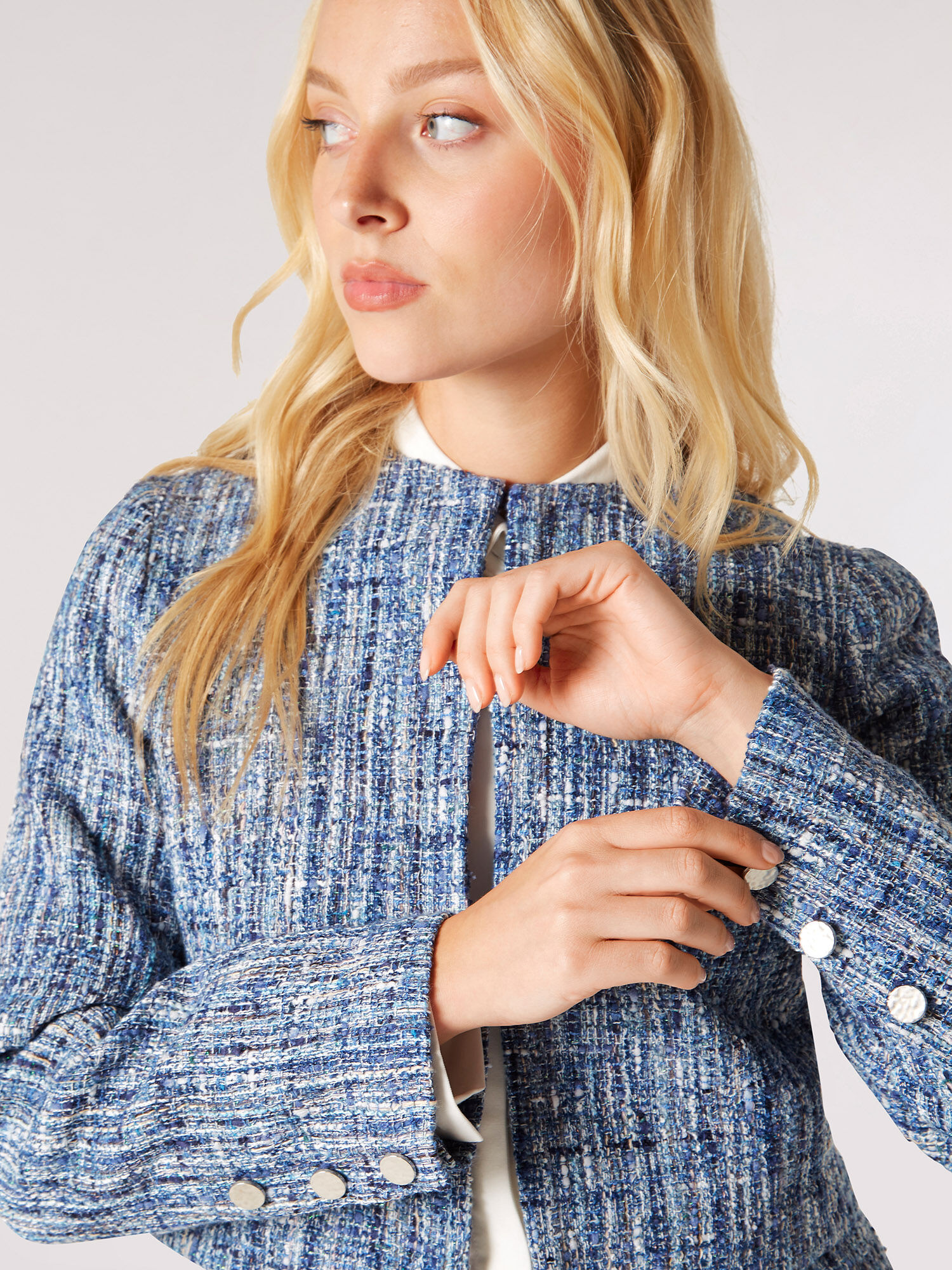 Shimmer Tweed Cropped Blazer | Apricot Clothing