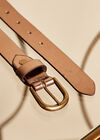 Metallic Thin Leather Gold Buckle Belt, Silver, large