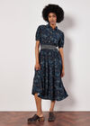 Paisley Shirt Midi Dress, Navy, large