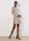 Waffle Knit Swing Mini Dress, Stone, large