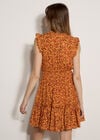 Ditsy Floral Ruffle Mini Dress, Mustard, large