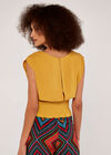 Shirred Waist Crop Top, Mustard, large
