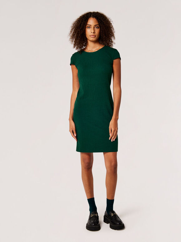 Textured Bodycon Mini Dress, Green, large