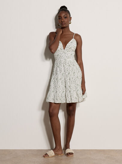 Cotton Floral Embroidered Cami Mini Dress