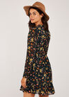 Painterly Floral Ruffle Mini Dress, Green, large