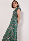 Garden Floral Milkmaid Midi Dress, Coral, large