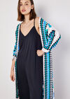 Crochet Squares Longline Cardigan, Navy, large