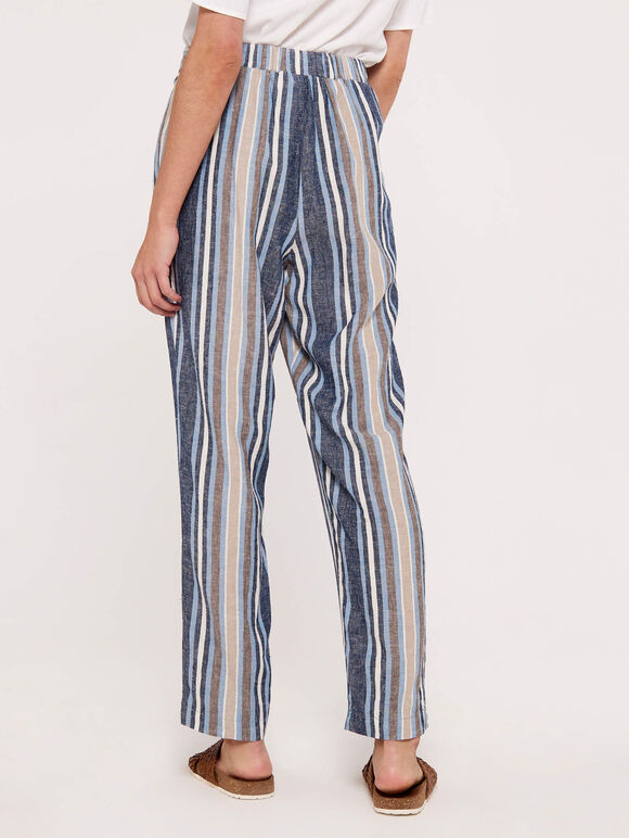 Chambray Stripe Trousers, Blue, large