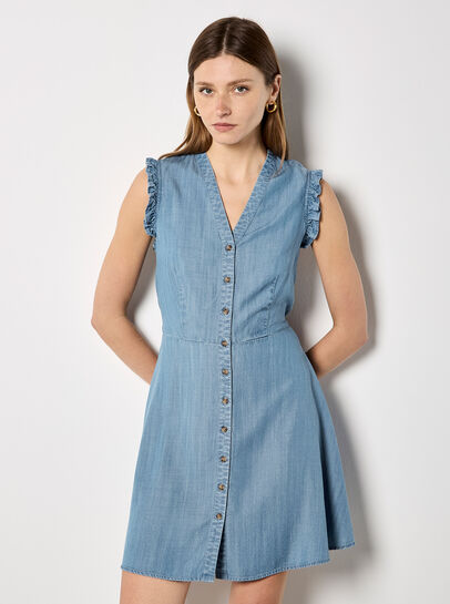 Ruffle Button-Down Mini Dress