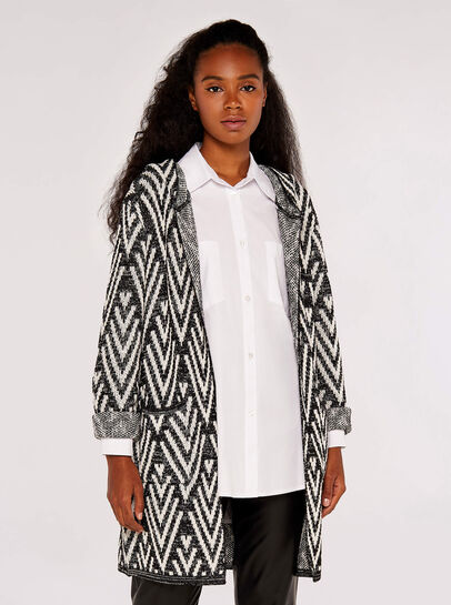 Chevron Hooded Cardigan