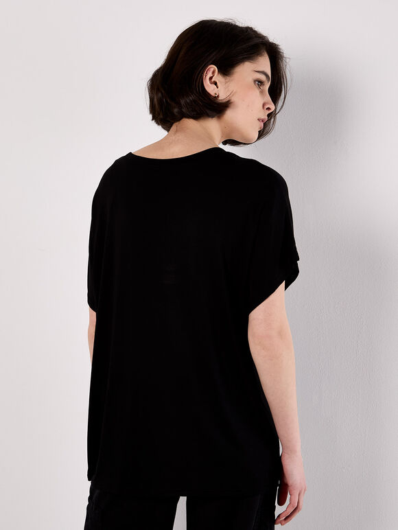 Scattered Squares Rhinestone T-Shirt, Black, large