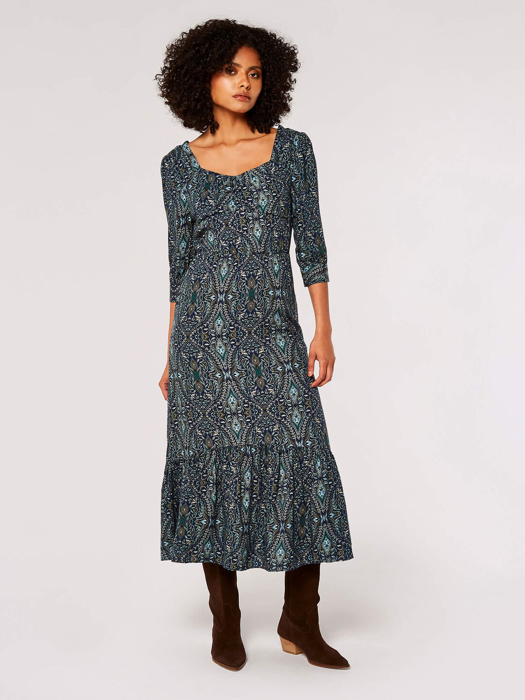 Image of Paisley Print Midi Dress