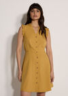 Ruffle Button-Down Mini Dress, Mustard, large