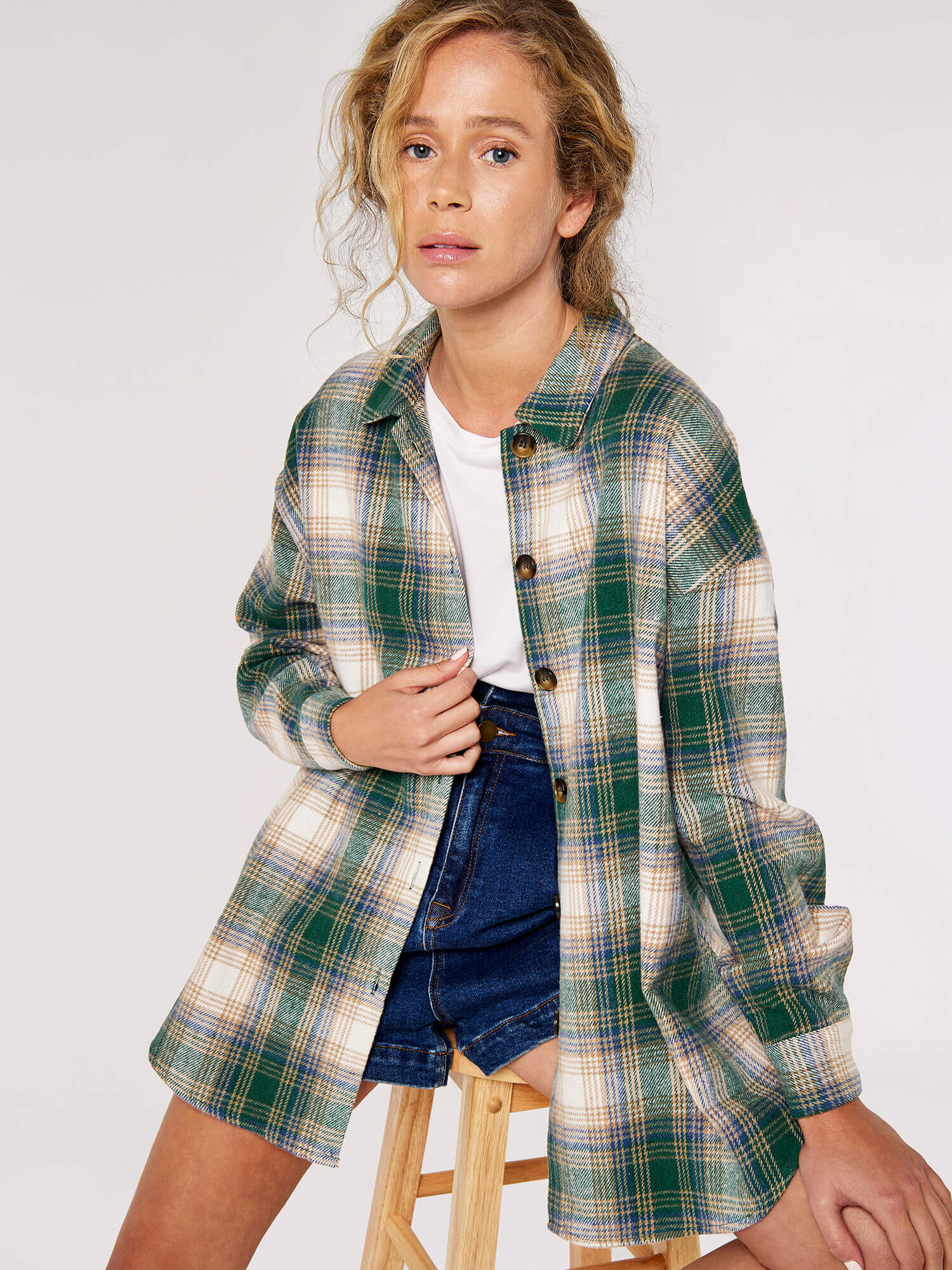 Plaid Oversized Shirt | Apricot UK