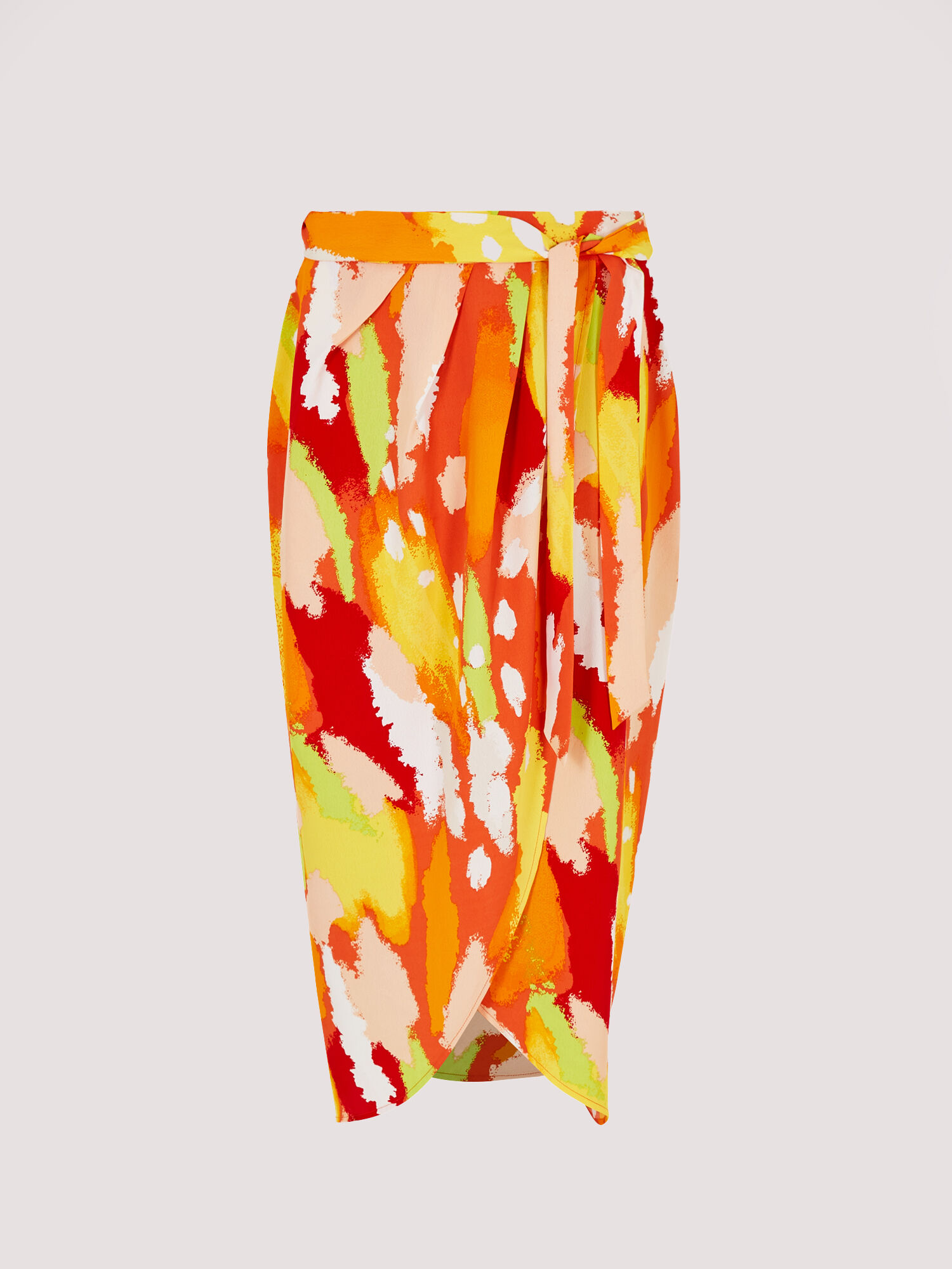 Orange wrap store midi skirt