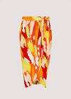 Printed  Wrap Midi Skirt, Orange, large