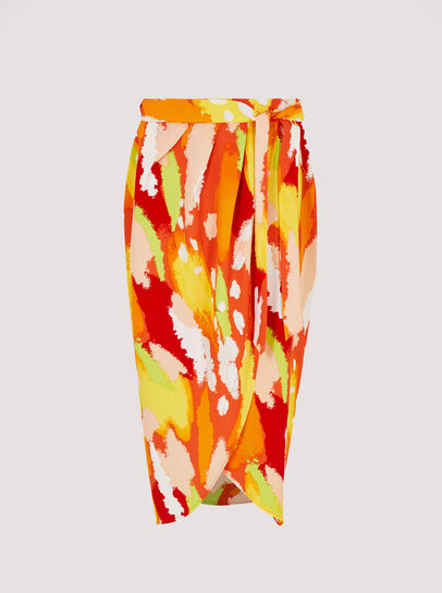 Printed  Wrap Midi Skirt