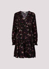 Leaf Print Mini Dress, Burgundy, large