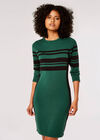 Stripe Panel Bodycon Mini Dress, Green, large