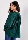 Floral Embroidered Cotton Shirt, Green, large