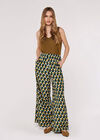 Printed Wide Leg Trousers, Khaki, large