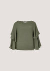 Layered Sleeve Top, Khaki, large