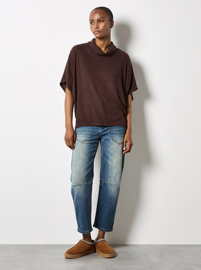Roll Neck Ribbed Cape