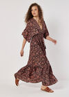 Foil Floral Paisley Satin Maxi Dress, Black, large