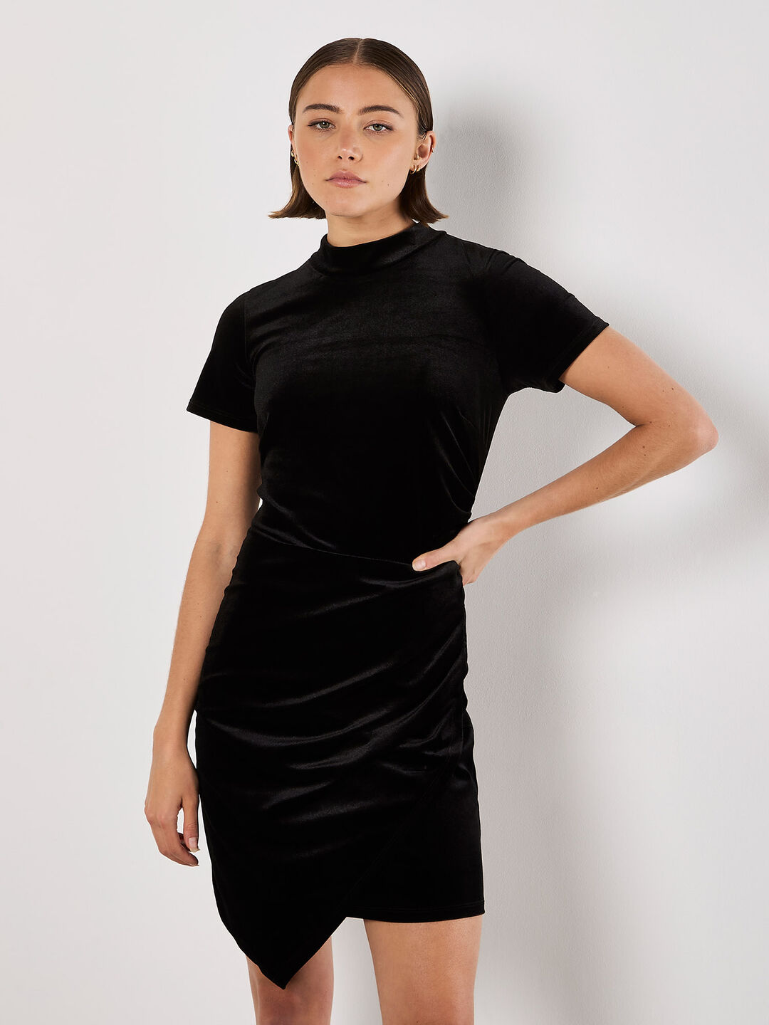 Image of Velvet Ruched Mini Dress