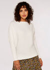 Boat Neck Ribbed Jumper, White, large