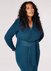 Curve Ribbed Midi Dress, Teal, large