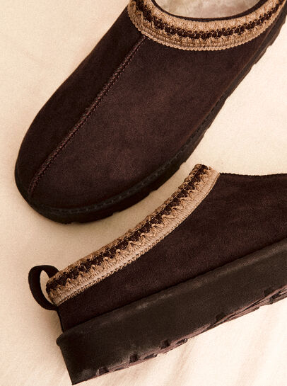 Faux Fur Lined Suede Slipper Boot