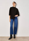 Seam Detail Puff Sleeve Shirt, Black, large