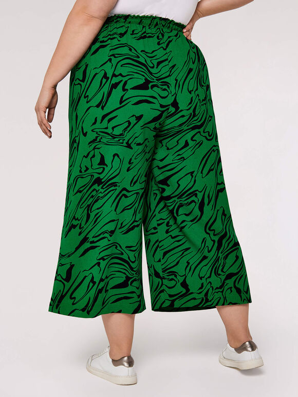 Curve Waves Waist Culottes, Green, large